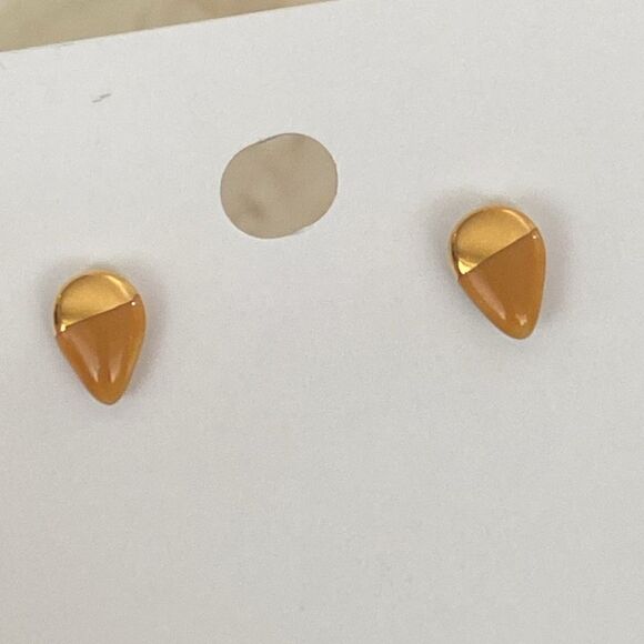 NWT Ellie Parker 22K  Gold Teardrop Stud Earrings | Ellie Parker Ceramics - Picture 2 of 3